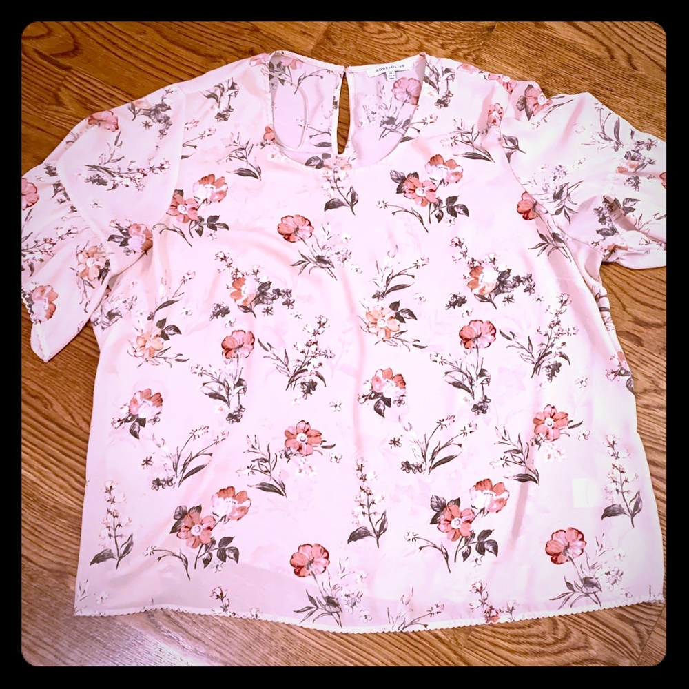 Pink floral sheer top 3x